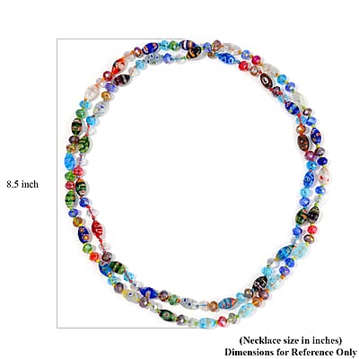 Multi Color Murano Style and Multi Color Glass Beaded Endless Necklace 46 Inches