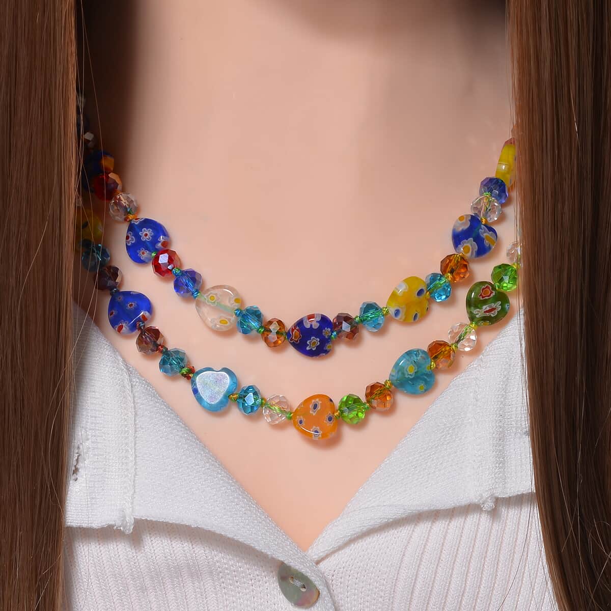 Multi Color Murano Style and Multi Color Glass Beaded Endless Necklace 46 Inches image number 1