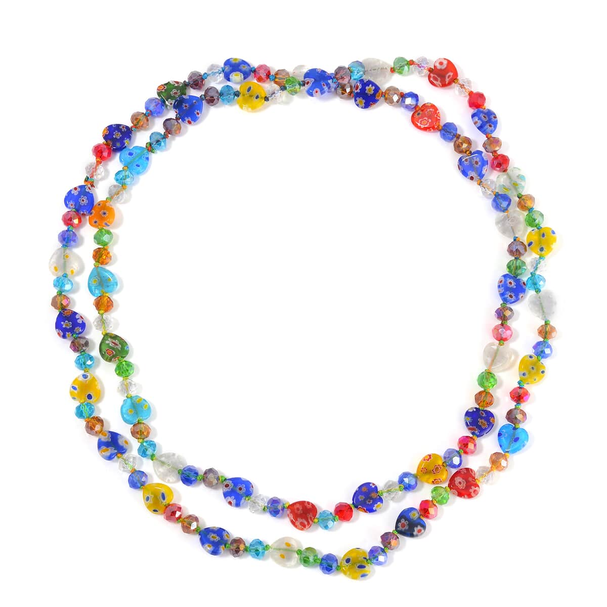 Multi Color Murano Style and Multi Color Glass Beaded Endless Necklace 46 Inches image number 2