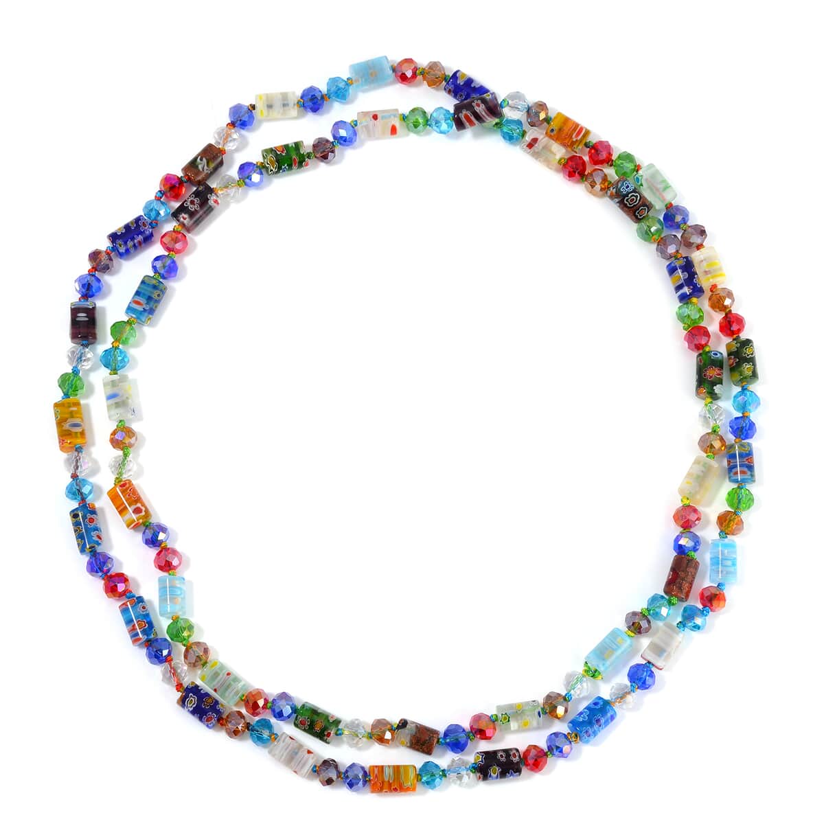 Multi Color Murano Style and Multi Color Glass Beaded Endless Necklace 46 Inches image number 2