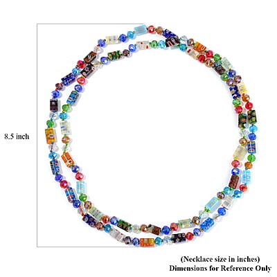 Multi Color Murano Style and Multi Color Glass Beaded Endless Necklace 46 Inches