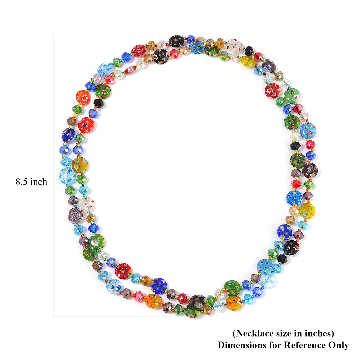 Multi Color Murano Style and Multi Color Glass Beaded Endless Necklace 46 Inches