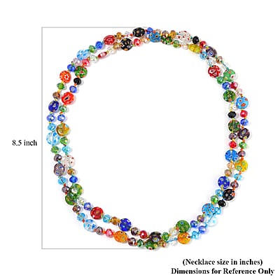 Multi Color Murano Style and Multi Color Glass Beaded Endless Necklace 46 Inches