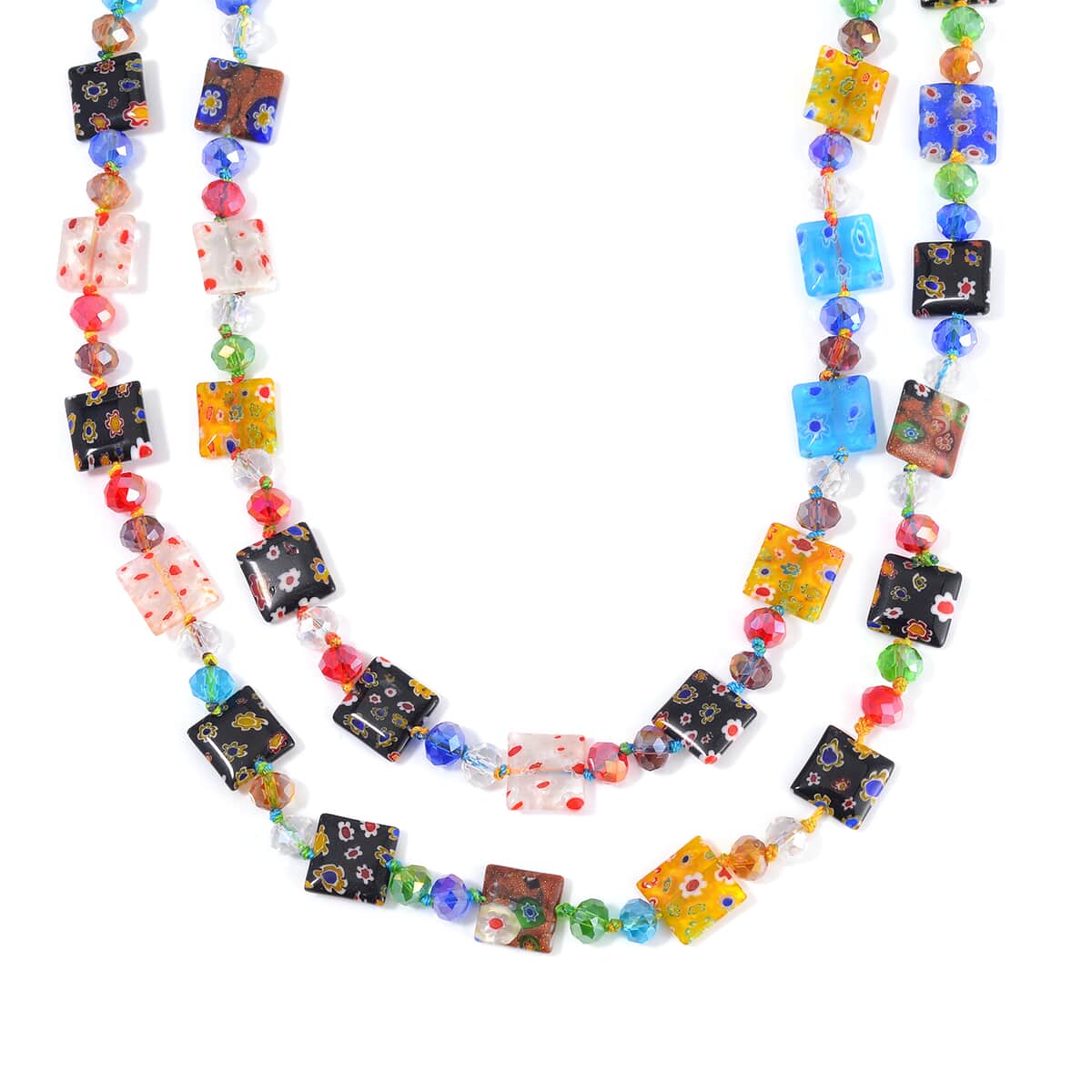 Multi Color Murano Style and Multi Color Glass Beaded Endless Necklace 46 Inches image number 0