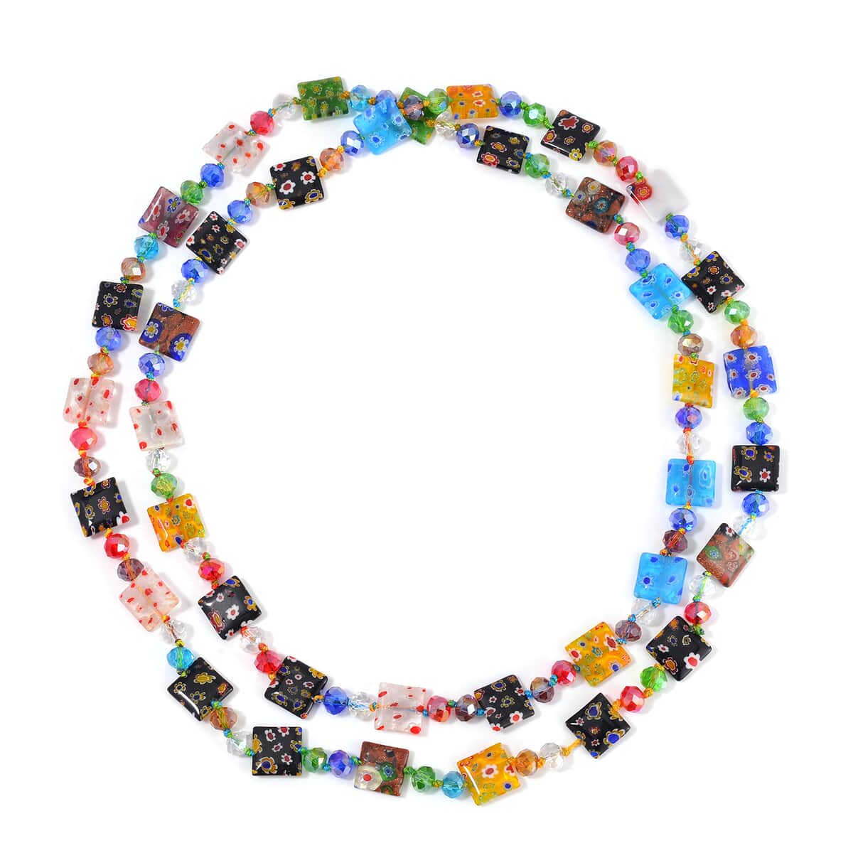 Multi Color Murano Style and Multi Color Glass Beaded Endless Necklace 46 Inches image number 2