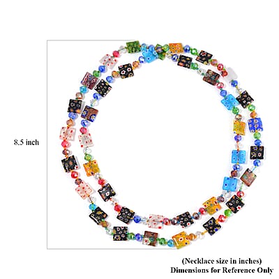 Multi Color Murano Style and Multi Color Glass Beaded Endless Necklace 46 Inches