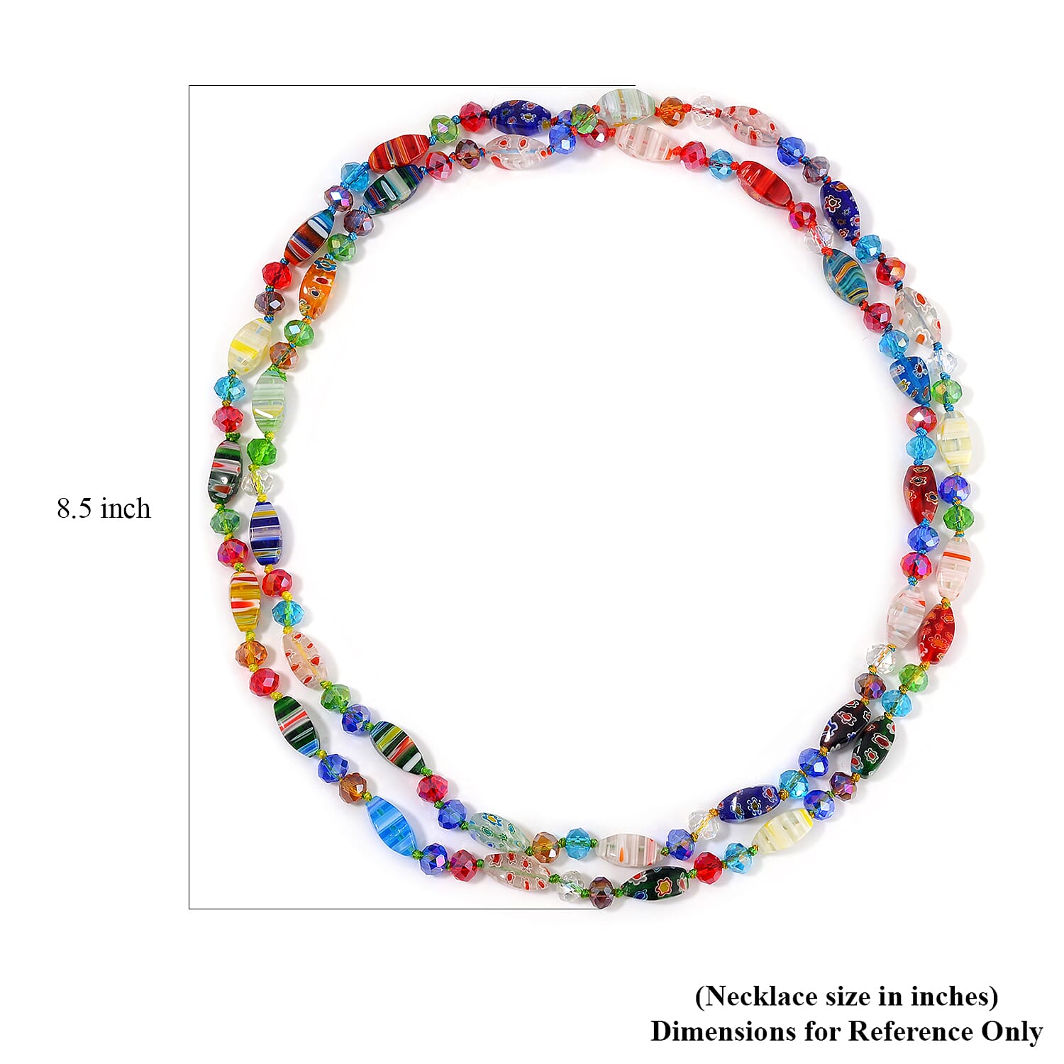 Multi Color Murano Style and Multi Color Glass Beaded Endless Necklace 46 Inches