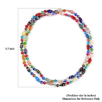 Multi Color Murano Style and Multi Color Glass Beaded Endless Necklace 46 Inches