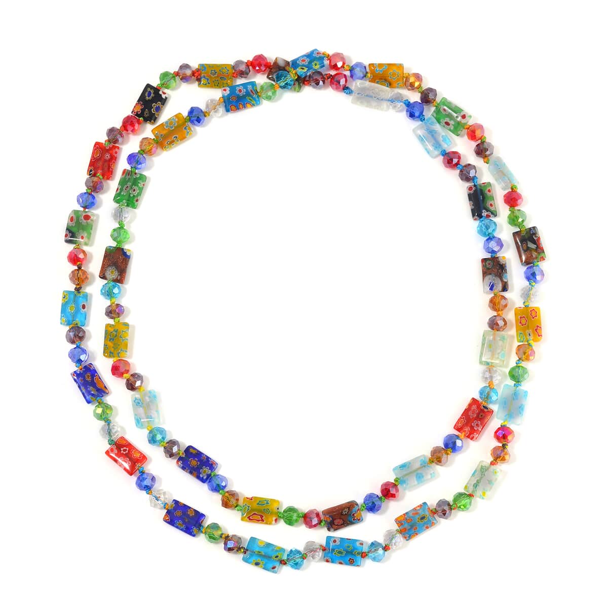 Multi Color Murano Style and Multi Color Glass Beaded Endless Necklace 46 Inches image number 2