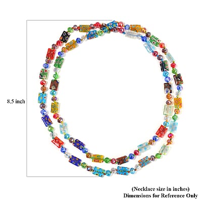 Multi Color Murano Style and Multi Color Glass Beaded Endless Necklace 46 Inches