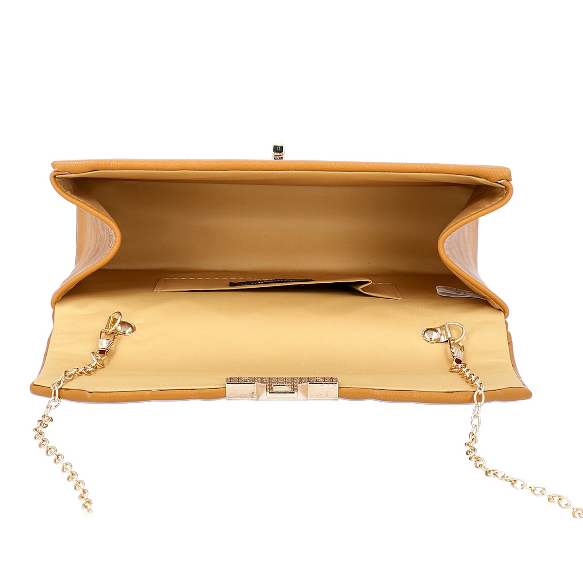 Fashion Mustard Faux Leather Quilted Crossbody Clutch Bag (8.5x5.5x2.5) image number 2