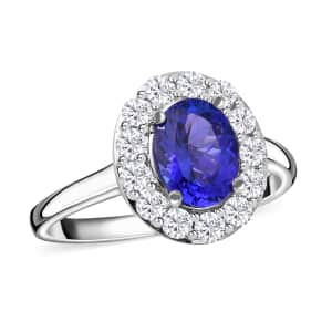 Iliana AAA Tanzanite and G-H SI Diamond 2.75 ctw Scallop Halo Ring in 18K White Gold (Size 10.0) 4.90 Grams