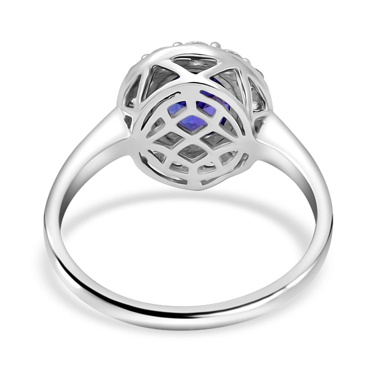 Iliana 18K White Gold AAA Tanzanite and G-H SI Diamond Scallop Halo Ring (Size 10.0) 4.90 Grams 2.75 ctw image number 3