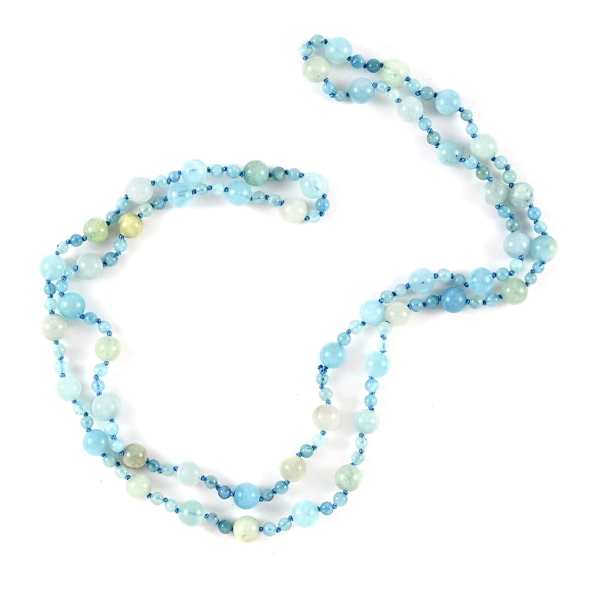 Multi Aquamarine Beaded Endless Necklace 34 Inches 251.00 ctw image number 0