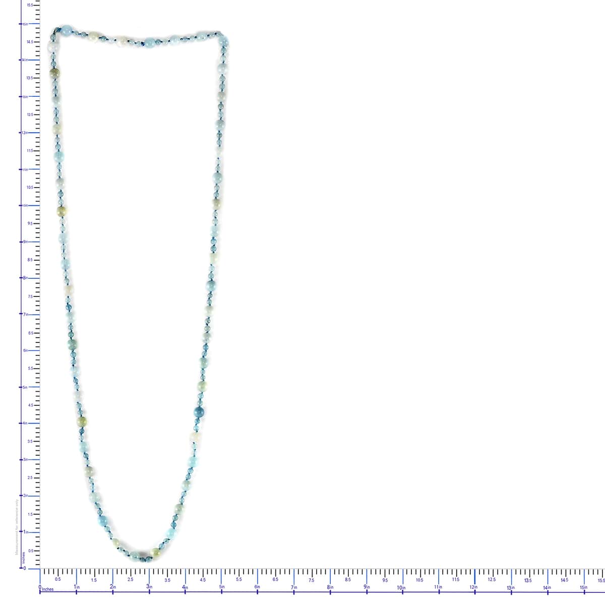 Multi Aquamarine Beaded Endless Necklace 34 Inches 251.00 ctw image number 2