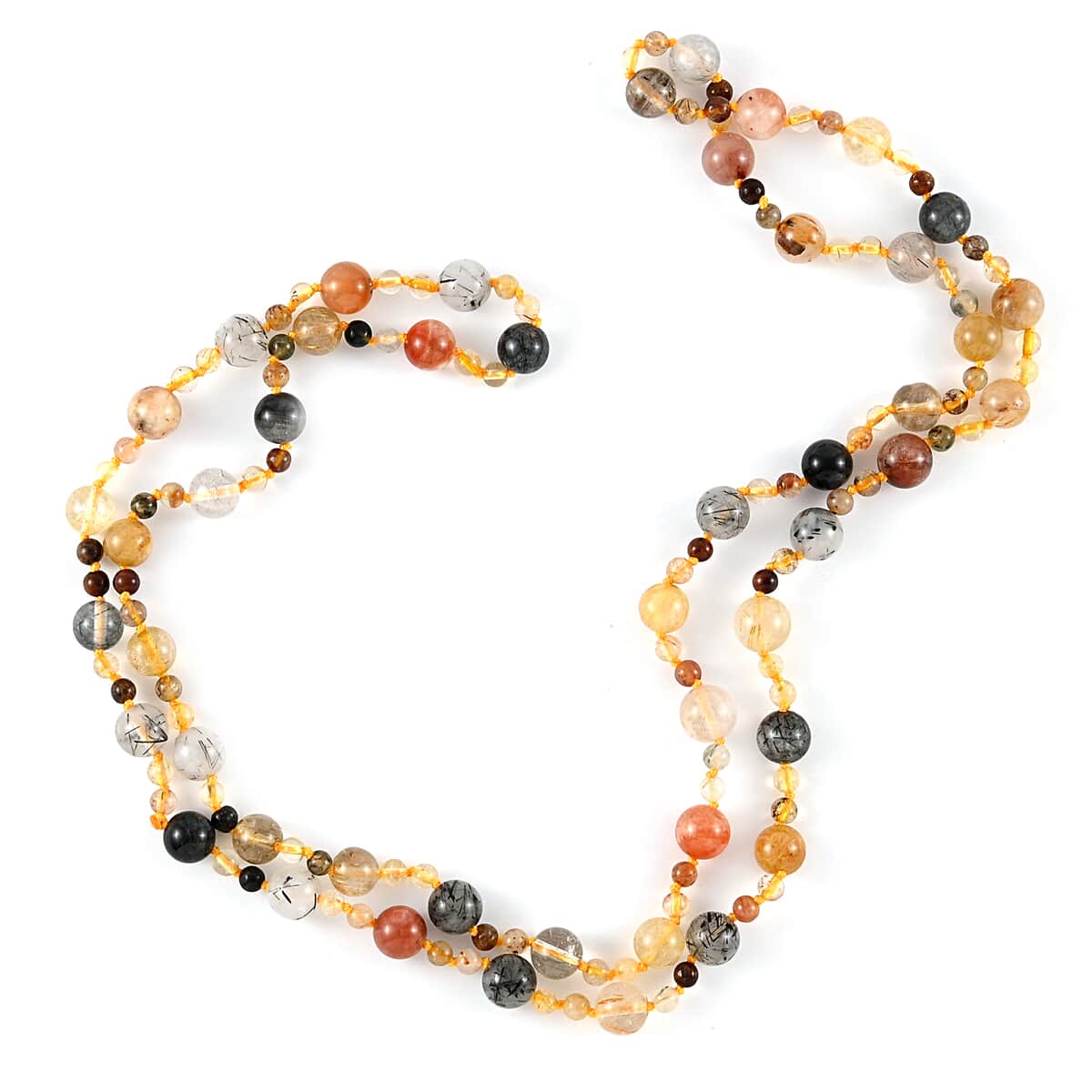 Multi Rutilated Quartz Beaded Endless Necklace 34 Inches 251.00 ctw image number 0