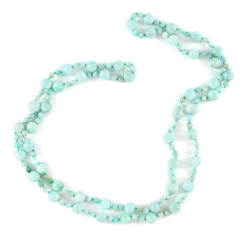 Amazonite Beaded Endless Station Necklace 34 Inches 251.00 ctw