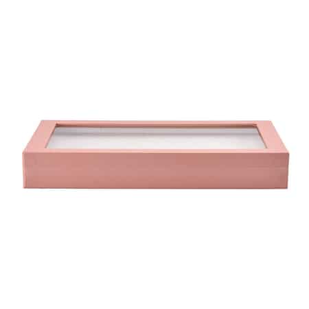 Pink Faux Leather Jewelry Organizer with Acrylic Window & Latch Clasp (72 Rings Slots) image number 3