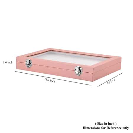 Pink Faux Leather Jewelry Organizer with Acrylic Window & Latch Clasp (72 Rings Slots) image number 5
