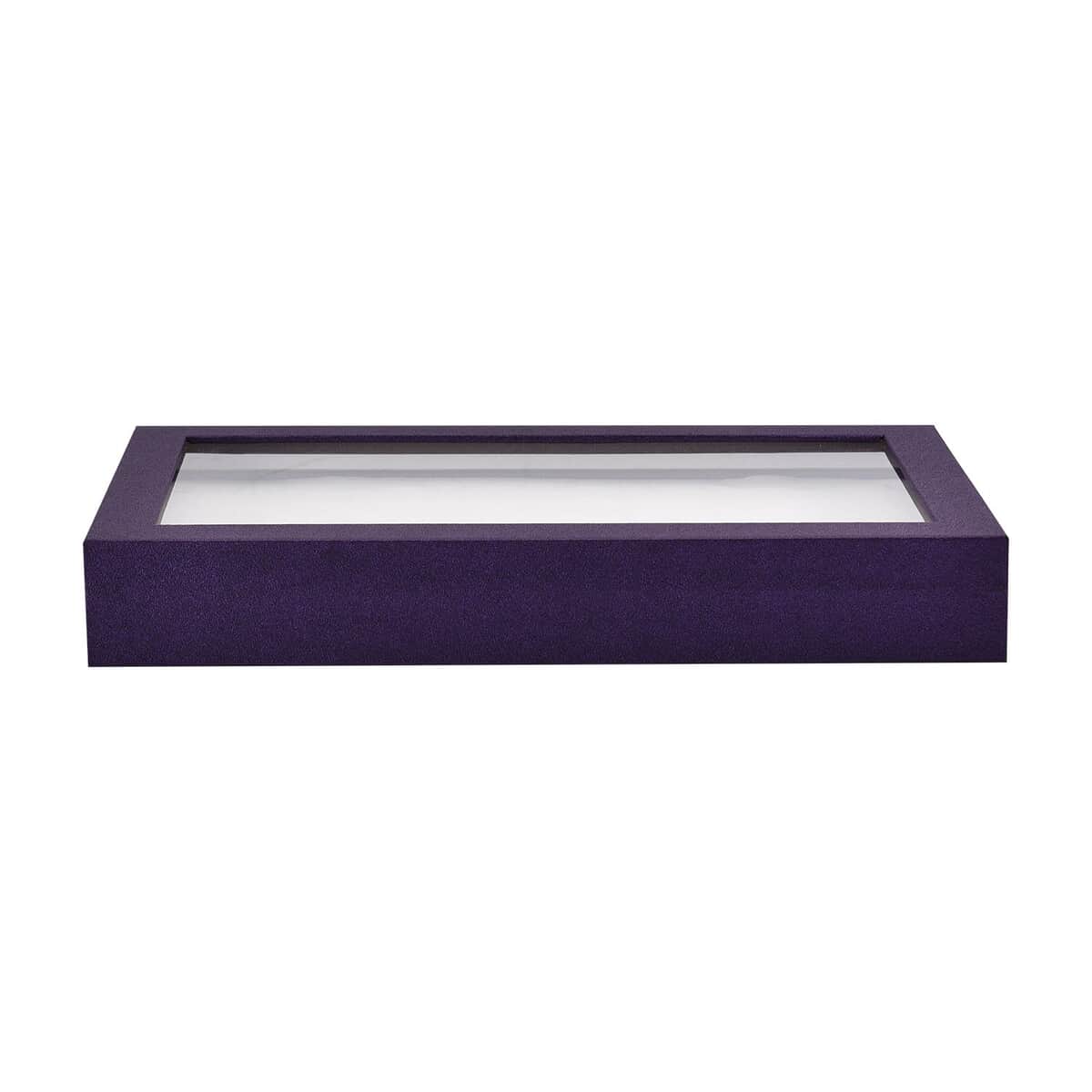 Purple Faux Leather Jewelry Organizer with Acrylic Window & Latch Clasp (72 Rings Slots) image number 3