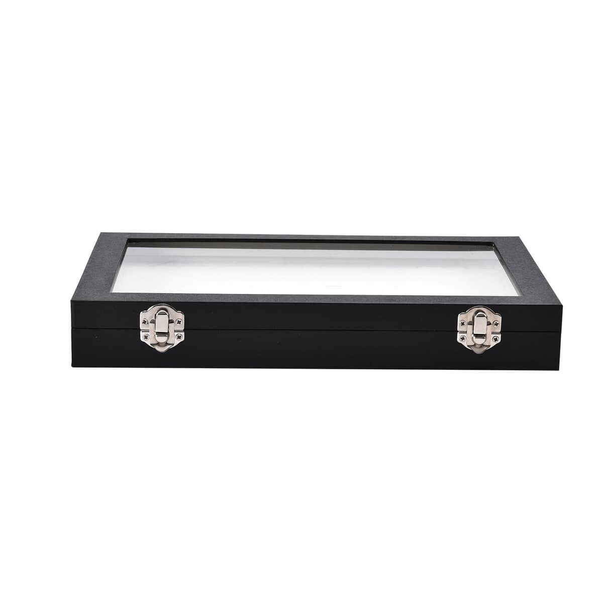 Black Faux Leather Jewelry Organizer with Acrylic Window & Latch Clasp (72 Rings Slots) image number 1