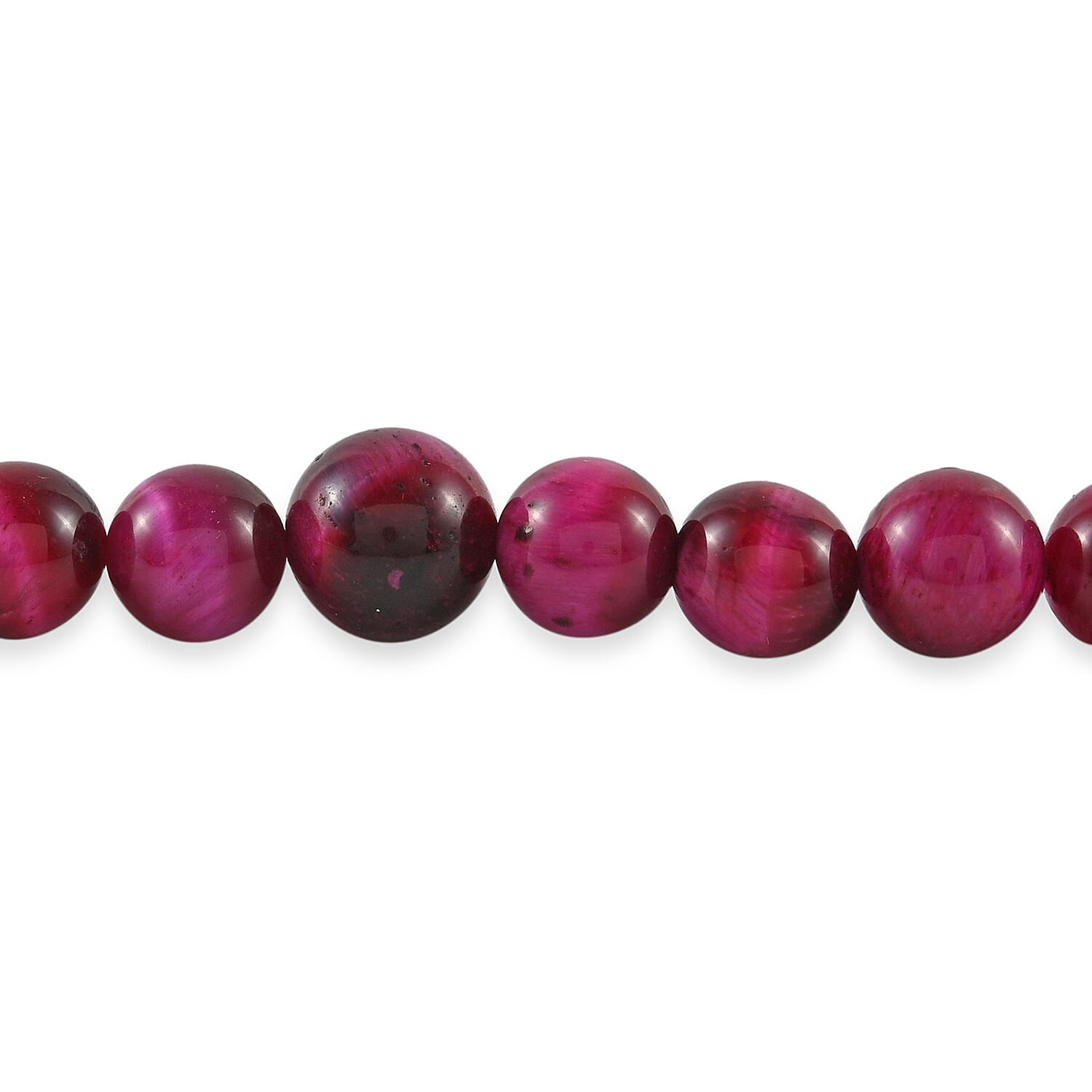 South African Pink Tigers Eye (D) Beaded Necklace 18-20 Inches in Stainless Steel 155.80 ctw
