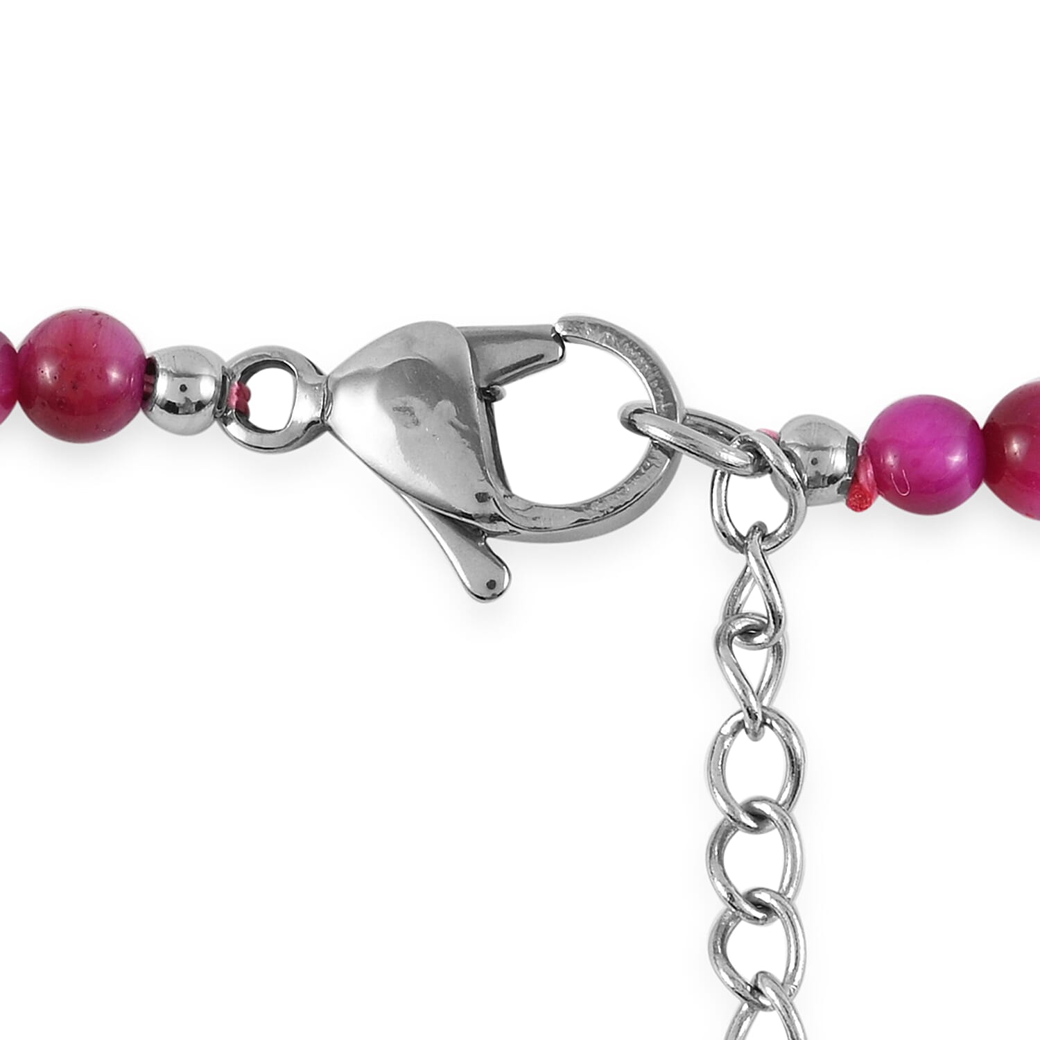 South African Pink Tigers Eye (D) Beaded Necklace 18-20 Inches in Stainless Steel 155.80 ctw