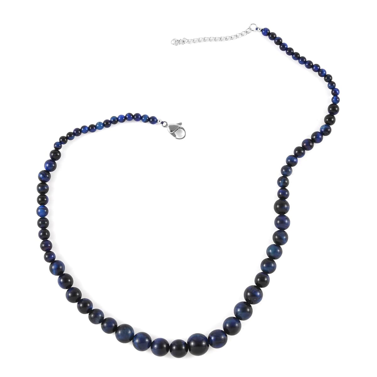 South African Blue Tigers Eye (D) Beaded Necklace 18-20Inches in Stainless Steel 155.80 ctw image number 0