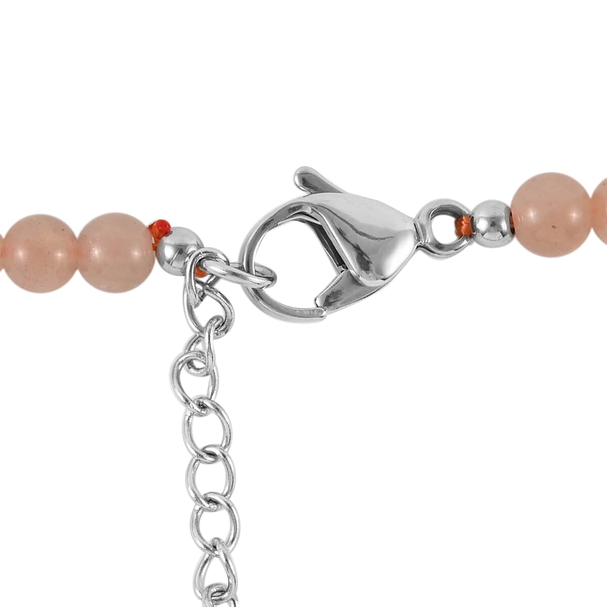 Peach Moonstone Beaded Necklace 18-20Inches in Stainless Steel 155.80 ctw image number 2