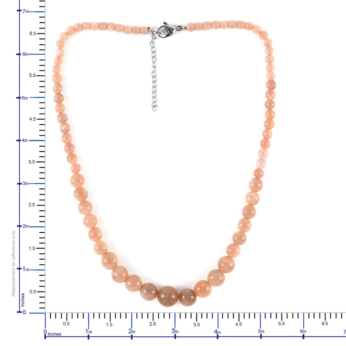 Peach Moonstone Beaded Necklace 18-20Inches in Stainless Steel 155.80 ctw image number 3