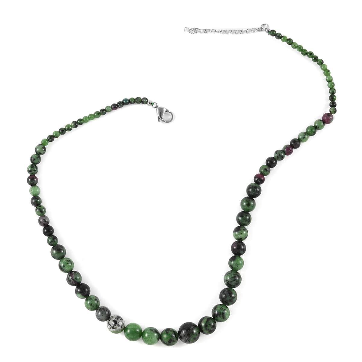 Ruby Zoisite Beaded Necklace 18-20Inches in Stainless Steel 155.80 ctw image number 0