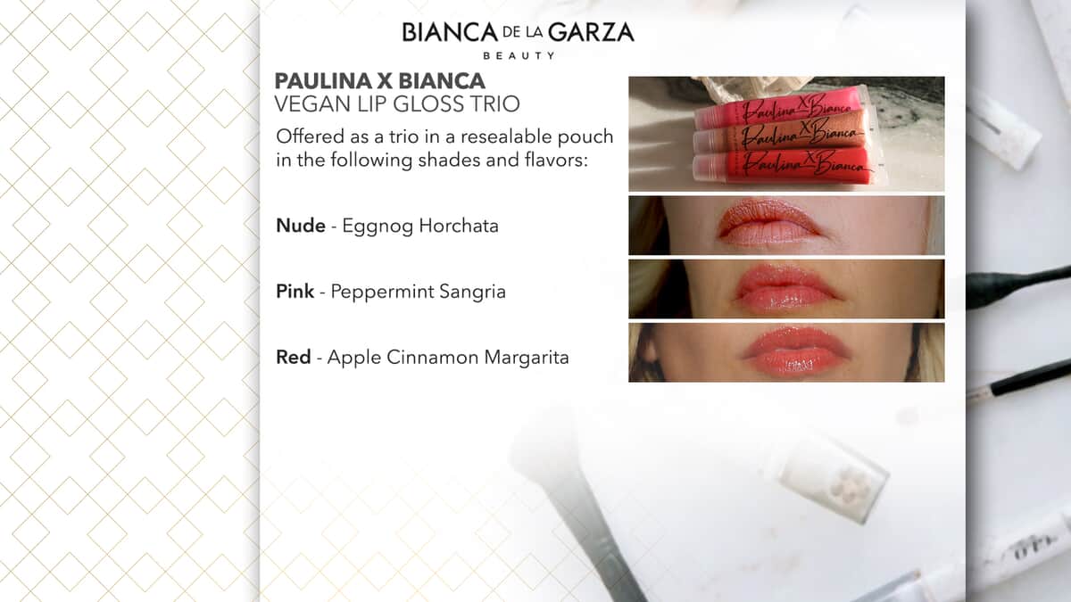 Bianca de la Garza Beauty Paulina X Bianca Lip Gloss Trio .67oz image number 4