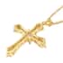 Simulated Diamond Cross Pendant in Goldtone with ION Plated YG Stainless Steel Necklace 20 Inches image number 4
