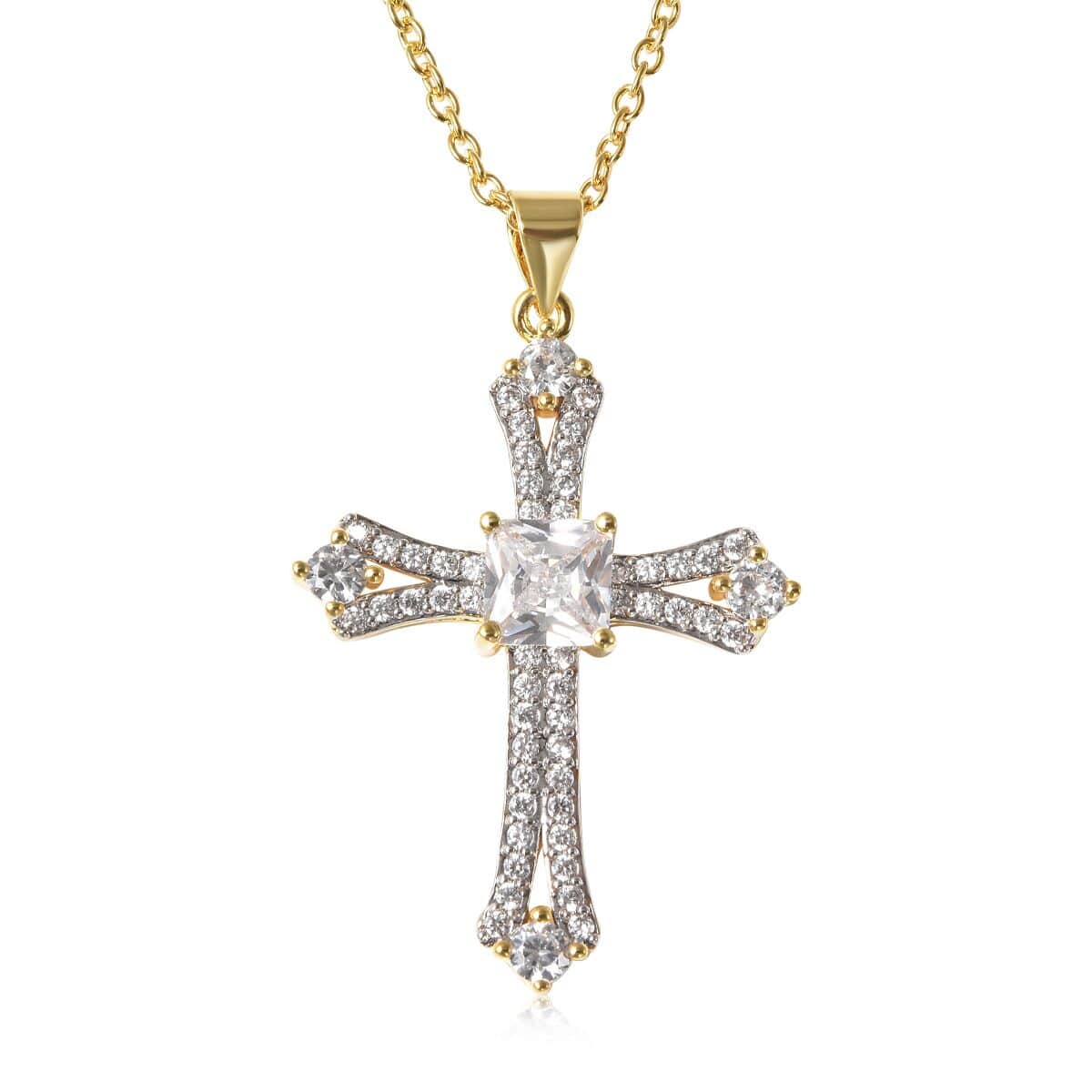 Fake diamond sale cross necklace