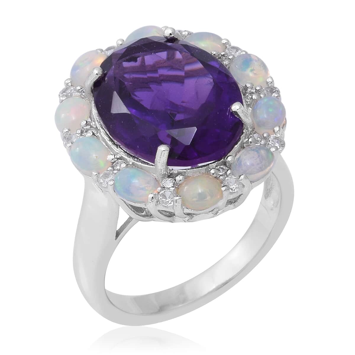 Platinum over Sterling Sterling Silver Lusaka Amethyst hot Ring size 6.75