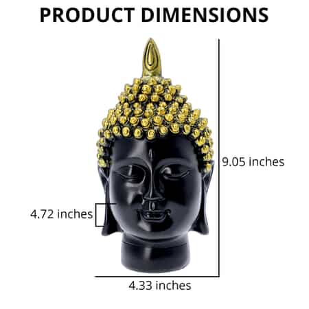 Golden and Black Buddha Head Statue image number 3