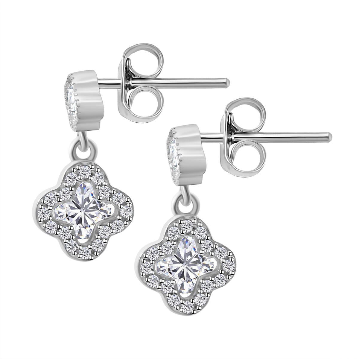 Elanza Simulated Diamond (0.56 Ct) Sterling Silver Earring 0.56 ctw image number 3