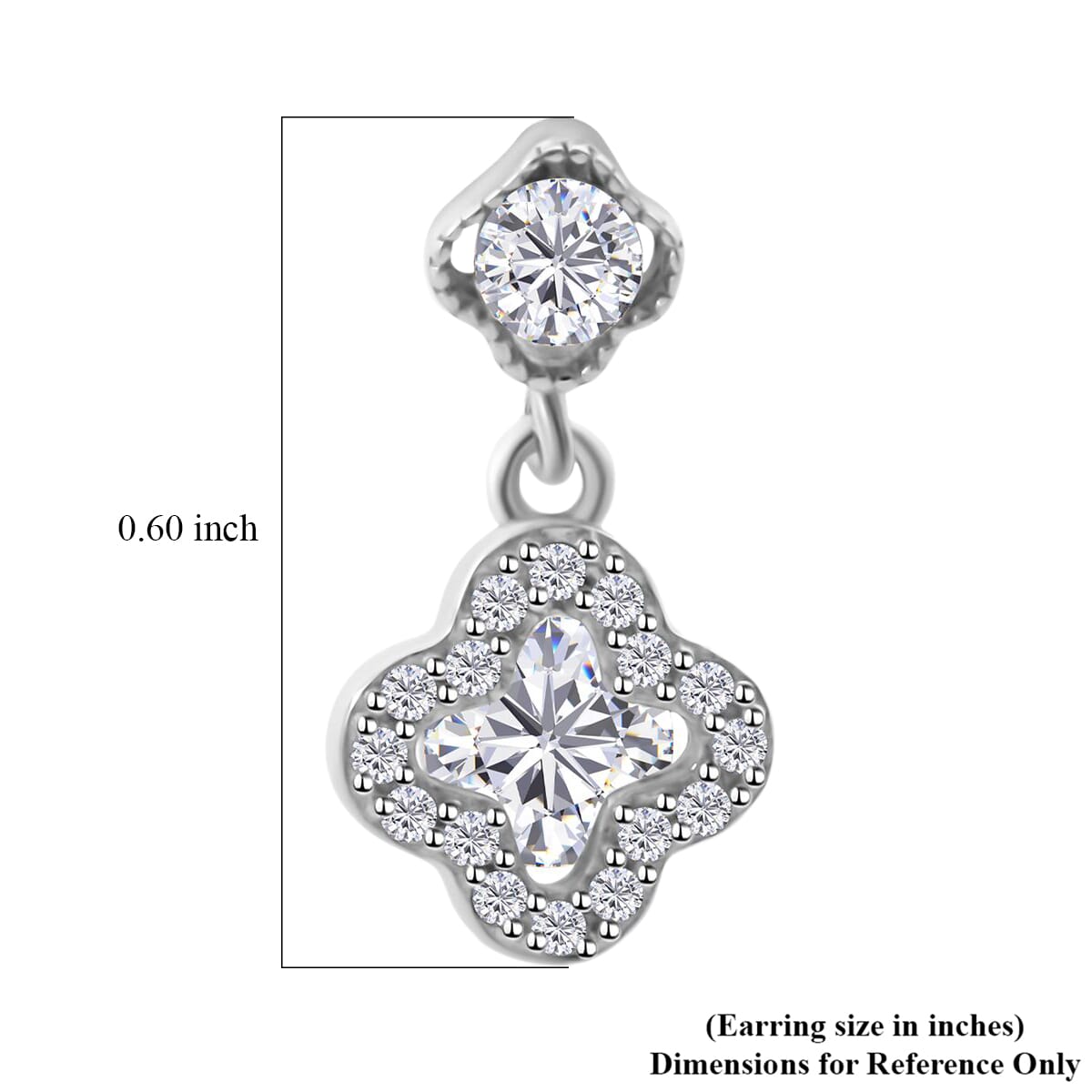 Elanza Simulated Diamond (0.56 Ct) Sterling Silver Earring 0.56 ctw image number 4