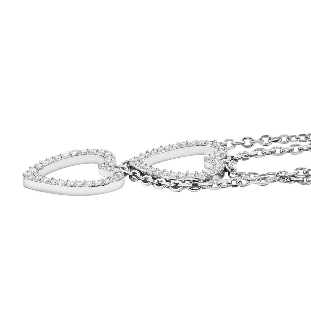 Elanza Simulated Diamond (1.26 Ct) Sterling Silver Necklace (Size 17.5 Adjustable) 1.26 ctw image number 2