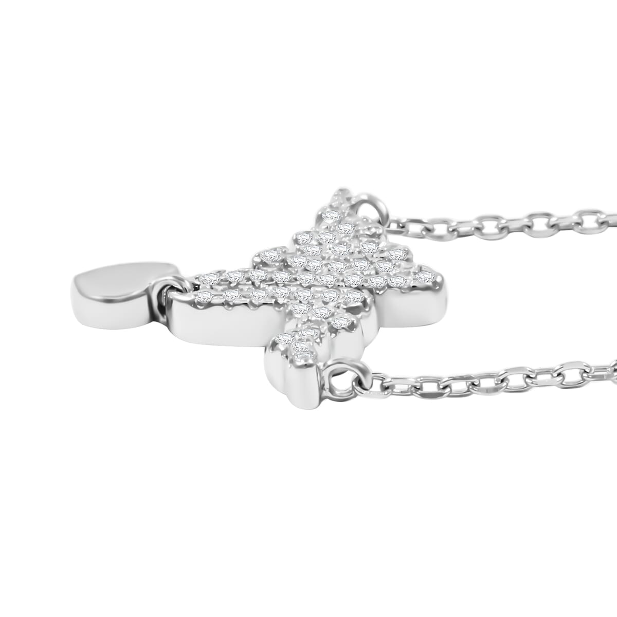 Elanza Simulated Diamond (5.10 Ct) Sterling Silver Necklace (Size 17 Adjustable) 5.10 ctw image number 3