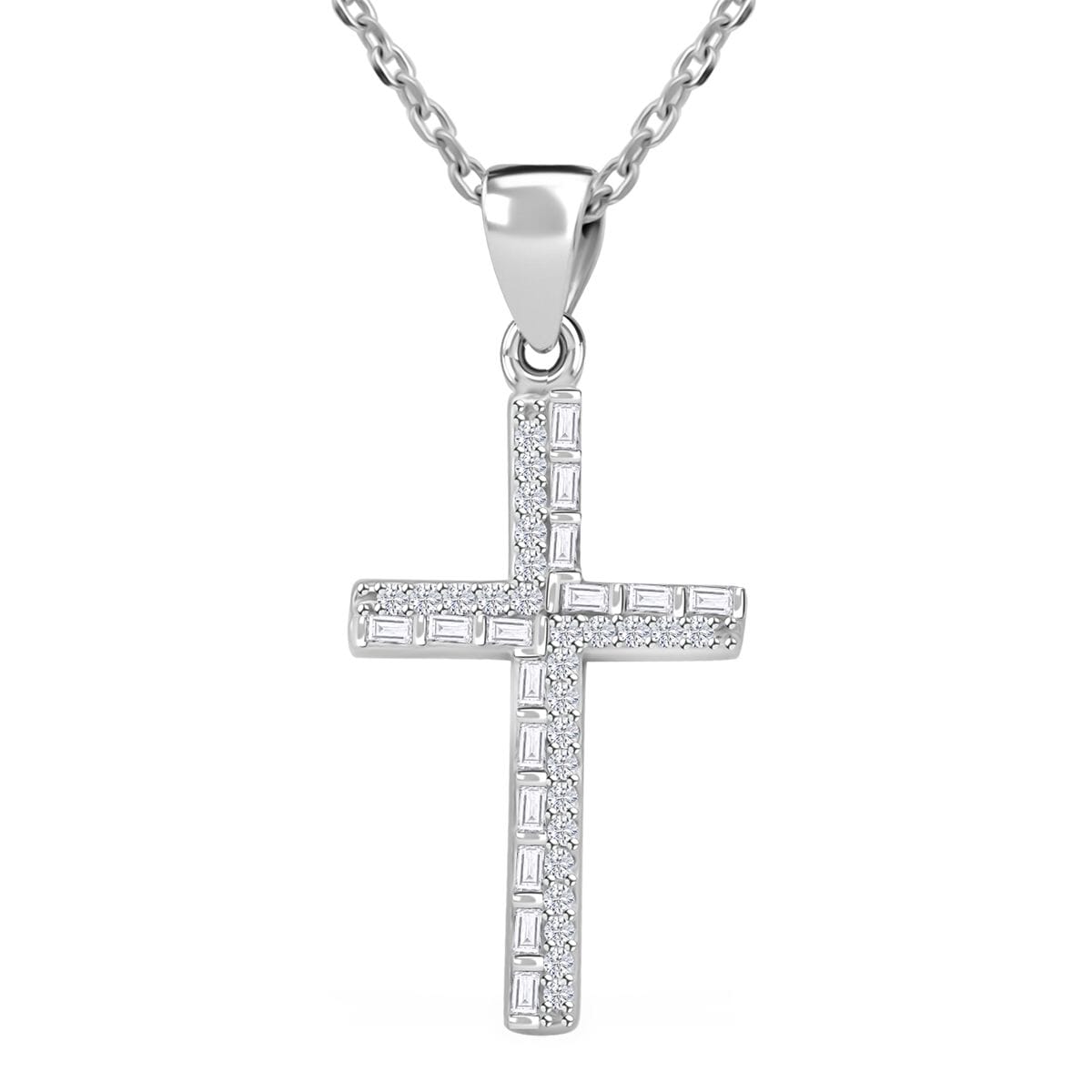 Elanza Simulated Diamond (2.33 Ct) Sterling Silver Necklace (Size 17 Adjustable) 2.33 ctw image number 0