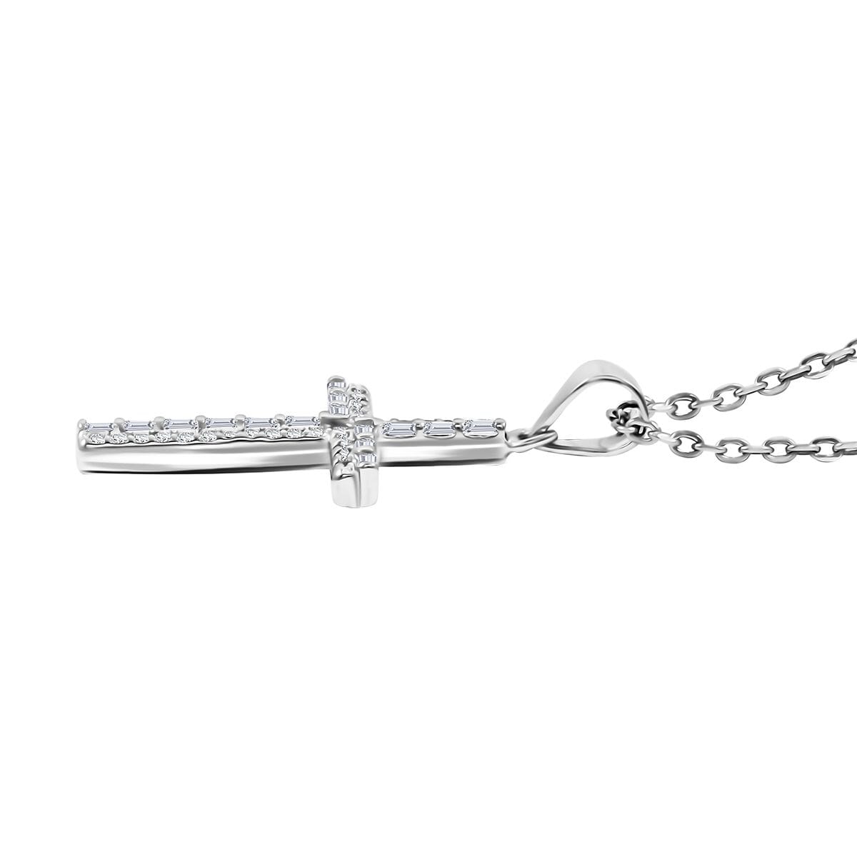 Elanza Simulated Diamond (2.33 Ct) Sterling Silver Necklace (Size 17 Adjustable) 2.33 ctw image number 3