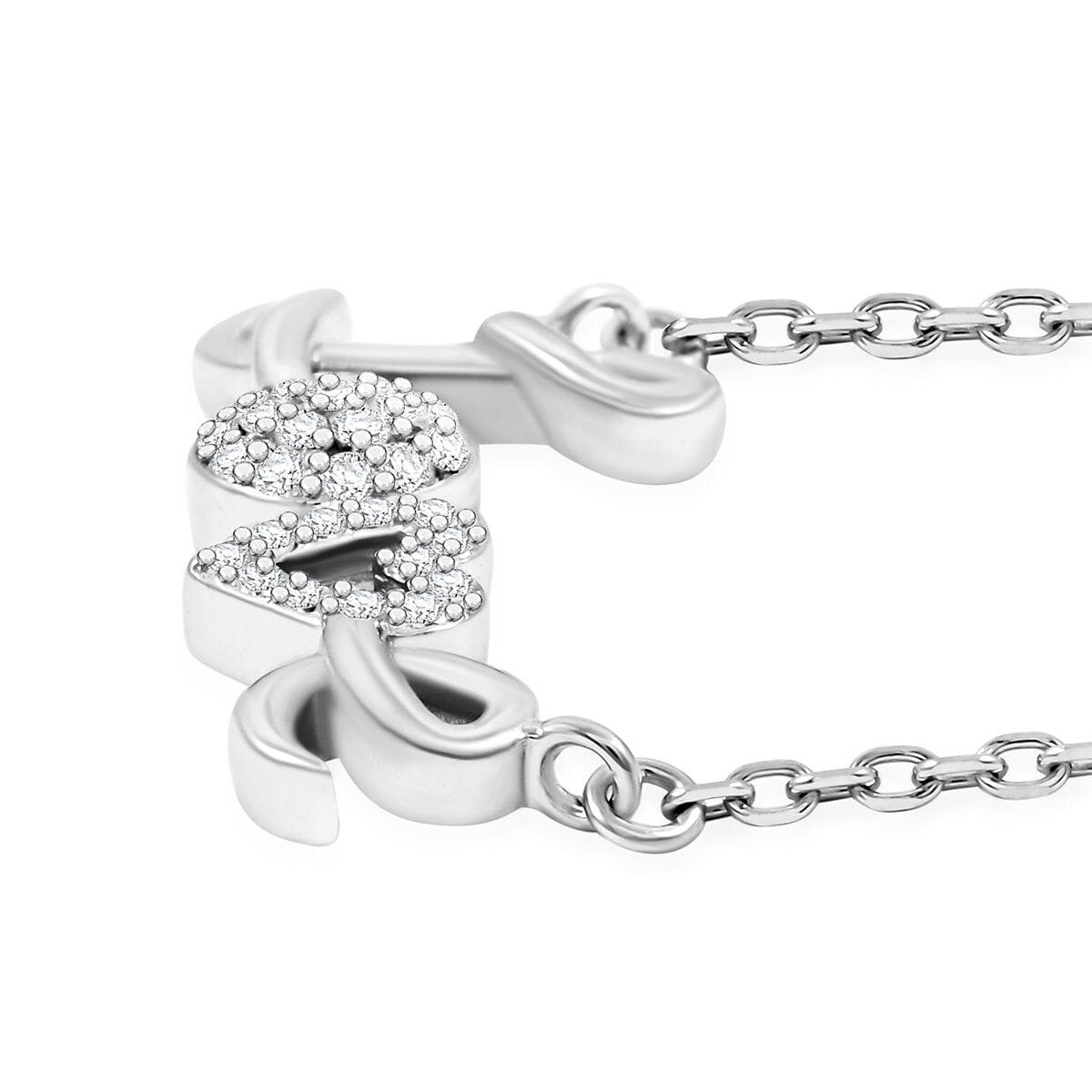 Elanza Simulated Diamond (0.63 Ct) Sterling Silver Necklace (Size 17.5 Adjustable) 0.63 ctw image number 3