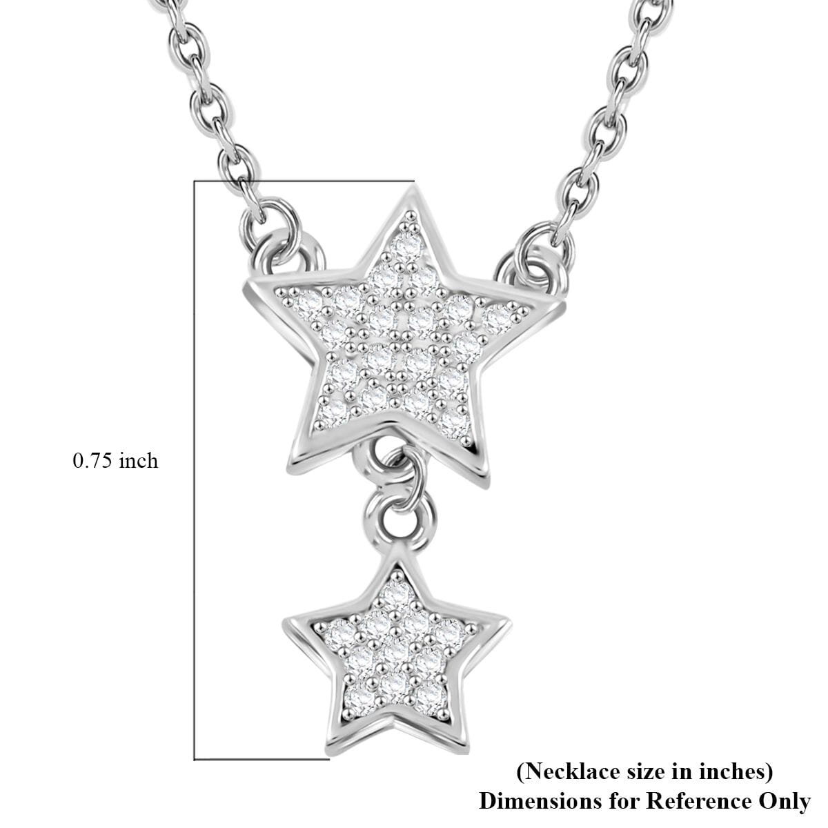 Elanza Simulated Diamond (0.65 Ct) Sterling Silver Necklace (Size 18 Adjustable) 0.65 ctw image number 4