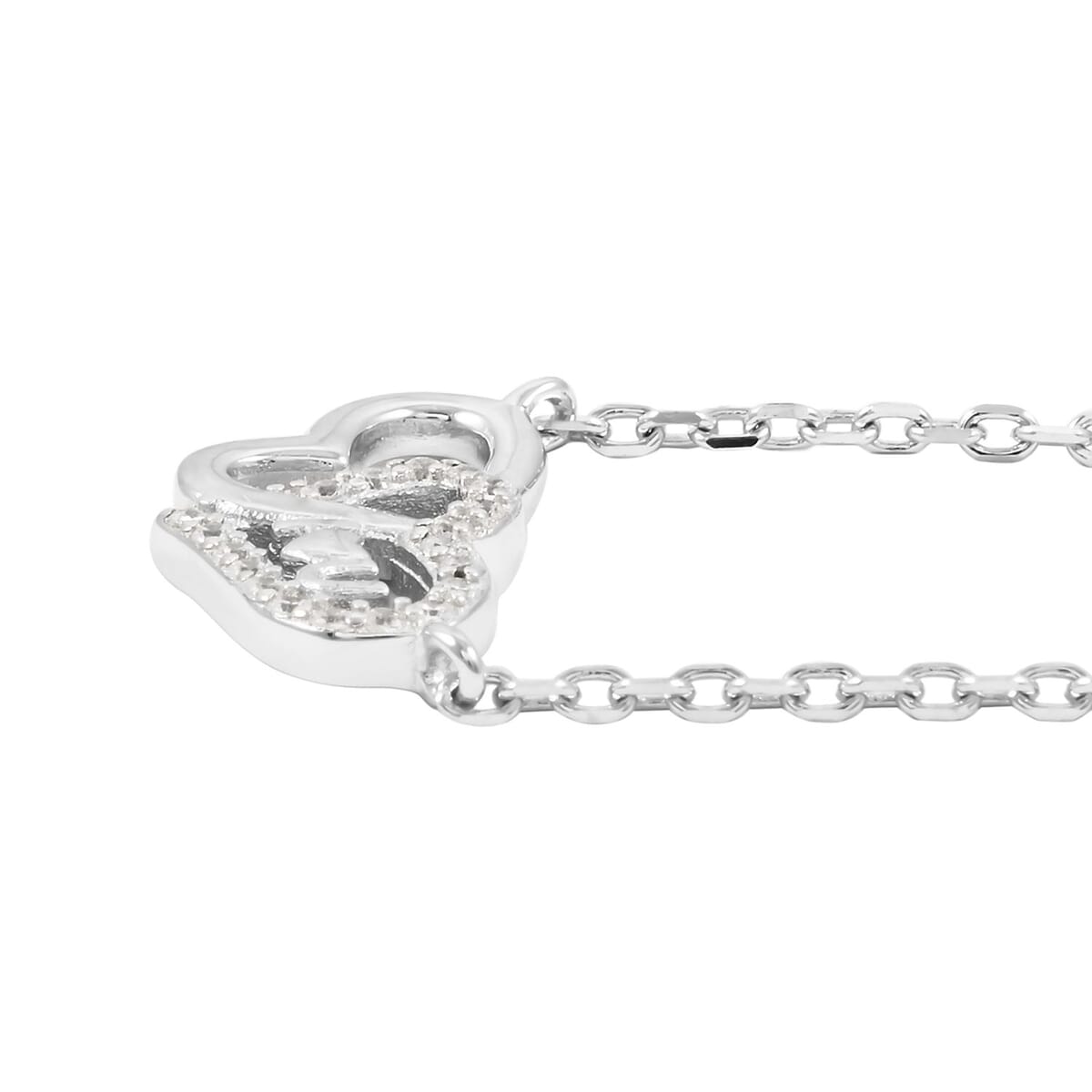 Elanza Simulated Diamond (0.38 Ct) Sterling Silver Necklace (Size 17 Adjustable) 0.38 ctw image number 3
