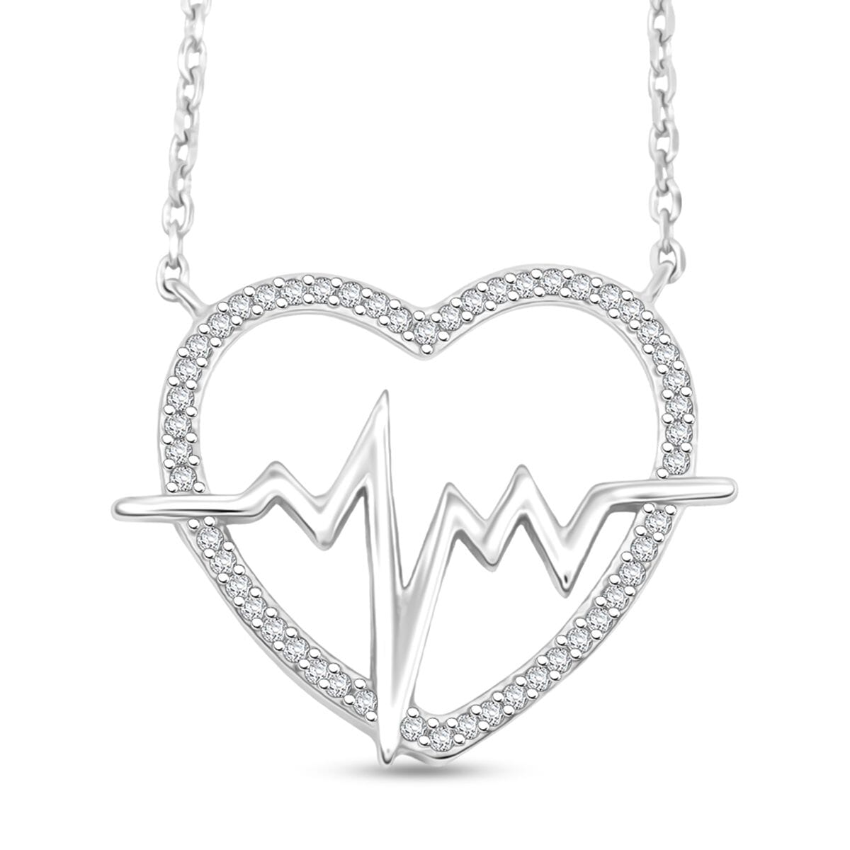 Elanza Simulated Diamond (1.13 Ct) Sterling Silver Necklace (Size 17.5 Adjustable) 1.13 ctw image number 0