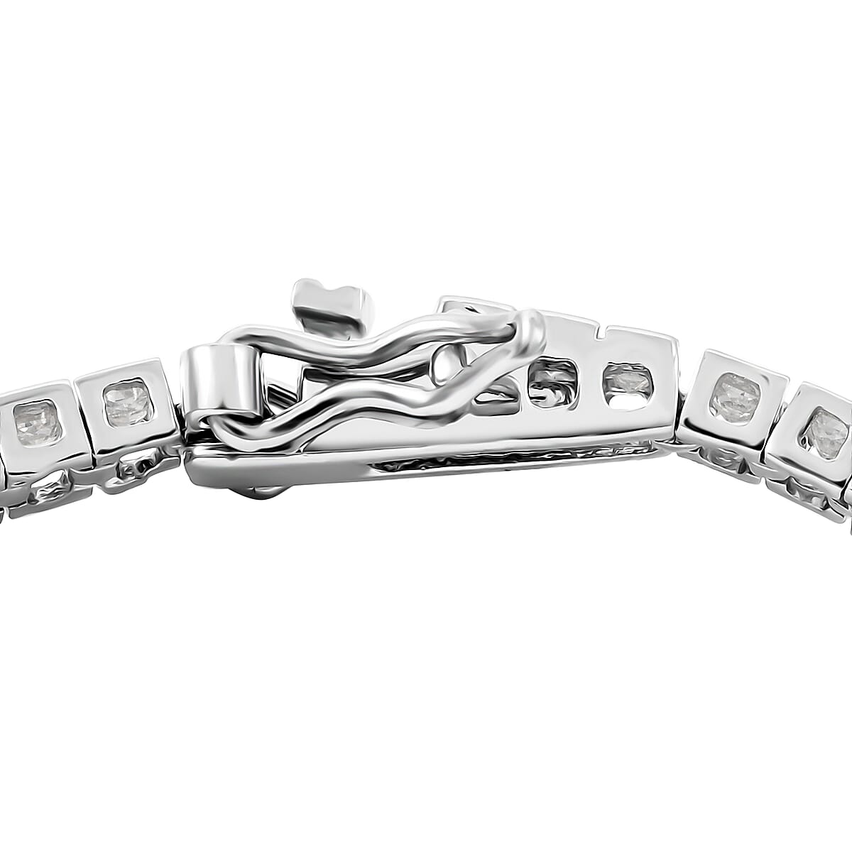 Elanza Simulated Diamond (8.64 Ct) Sterling Silver Bracelet (Size 7.25 In) 8.64 ctw image number 2