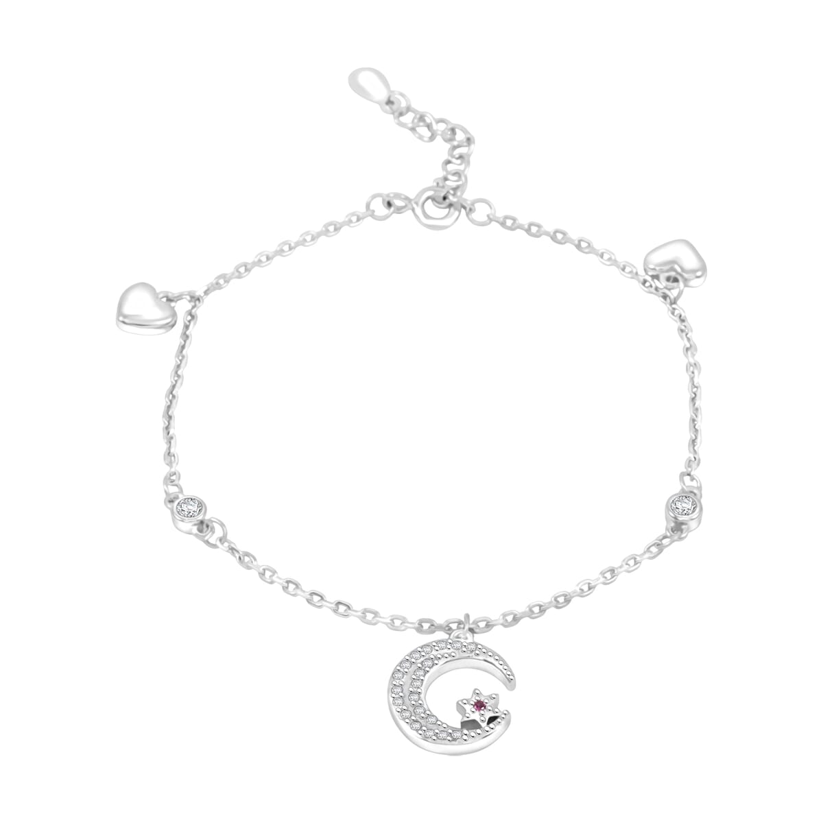 Elanza Simulated Diamond (0.62 Ct) Sterling Silver Bracelet (Size 6.75 Adjustable) 0.62 ctw image number 0