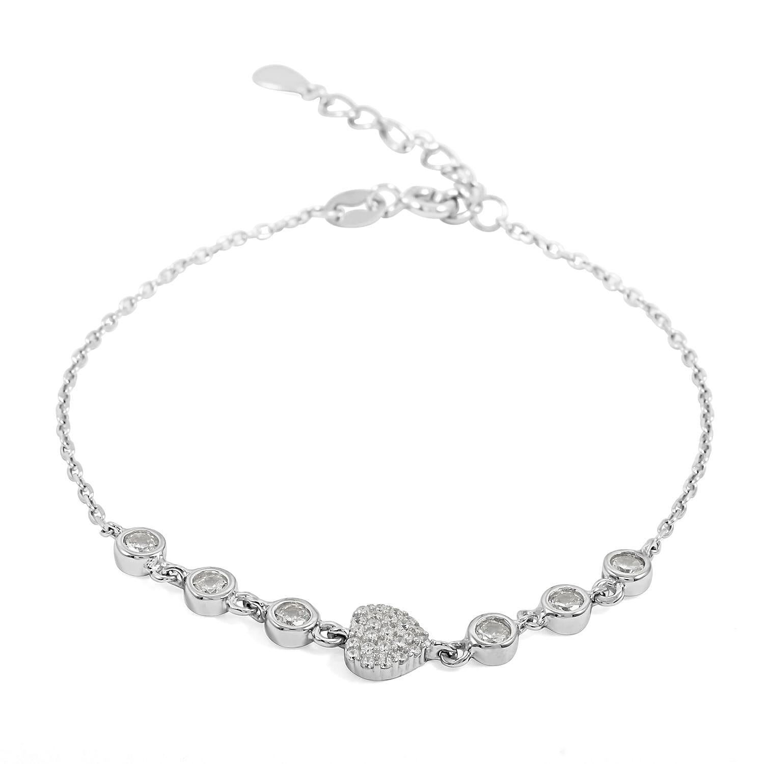 Elanza Simulated Diamond (1.12 Ct) Sterling Silver Bracelet (Size 6.75 Adjustable) 1.12 ctw