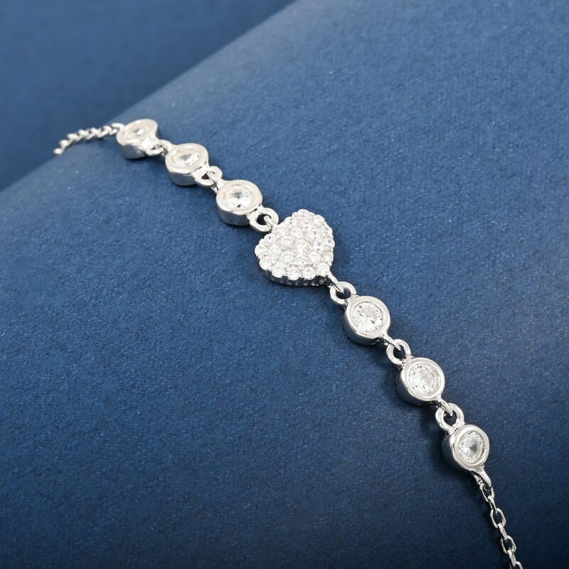 Elanza Simulated Diamond (1.12 Ct) Sterling Silver Bracelet (Size 6.75 Adjustable) 1.12 ctw